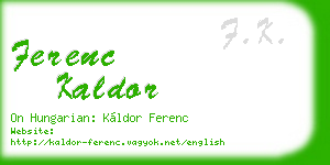ferenc kaldor business card