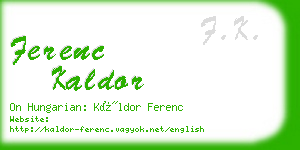 ferenc kaldor business card
